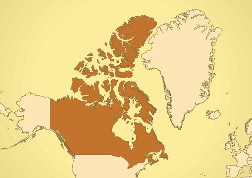 Canada map old vintage North America