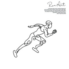 continuous line drawing of running man. line art of running sports man
