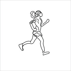 Fototapeta na wymiar women's line running. sports line overalls.running woman line art