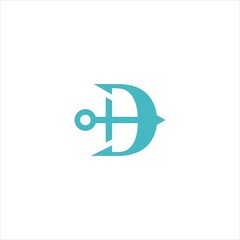 letter d logo vector template anchor - obrazy, fototapety, plakaty