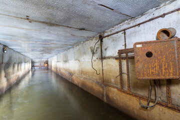 flooded abandoned bomb shelter with water