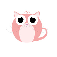 Cute kitten - cat with big eyes isolated on white background - vector