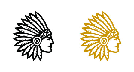 American native chief head logo design