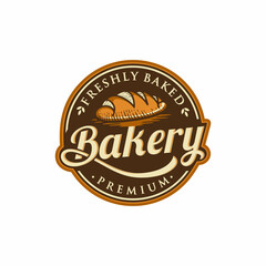 Vintage retro bakery logo design 