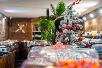 Gingerbreads, candies and nuts displayed on a Christmas market store in Berlin, Germany