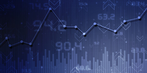 2d rendering Stock market online business concept. business Graph 