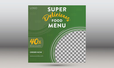 Social media poster food menu design template