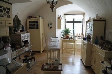 interior of a room in old castle