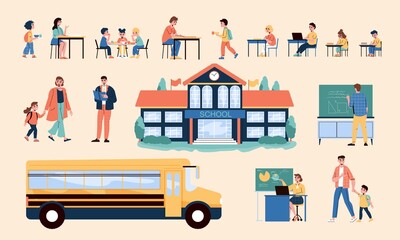 Naklejka premium School And Study Color Set
