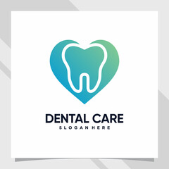 Dental care logo design template with negative space concept
