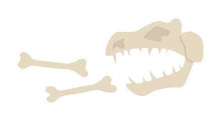 Obraz premium Bones of dinosaur. Finds of archaeologists, things from Middle Ages, history. BC animals, fauna and old animals. Graphic elements for site, stylish minimalistic icon. Cartoon flat vector illustration