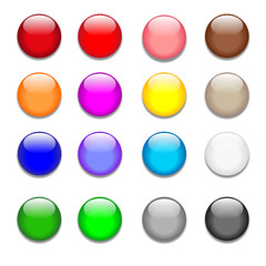 A set of multi-colored glossy buttons, vector image