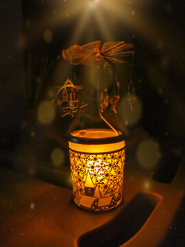 christmas lantern with candles