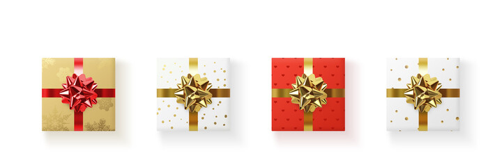 Christmas gift boxes and copy space. Christmas background. 3d illustration.