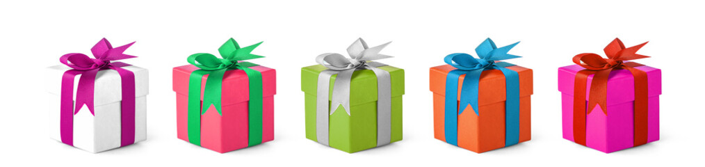 Christmas gift boxes and copy space. Christmas background