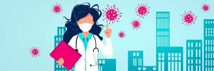 Doctor against new coronavirus infection. 3D illustration