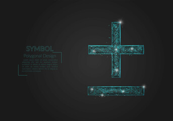 Abstract isolated blue image of a math signs. Polygonal illustration looks like stars in the blask night sky in spase or flying glass shards. Digital design for website, web, internet. © Katsiaryna