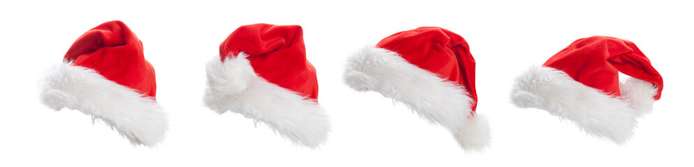 Obraz na płótnie Canvas Set of Santa hats. Isolated on white background.