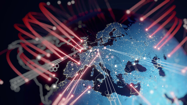 Econimical crisis concept. Spread in the world, economy is down. 3d illustration