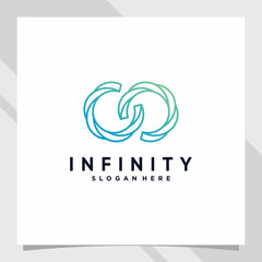 Creative infinity logo design with line art style