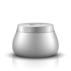 Vector illustration. Silver color jar with hydrating cream or gel.