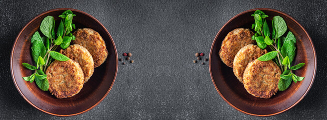 vegetable cutlets healthy meal diet snack on the table copy space food background rustic. top view keto or paleo diet