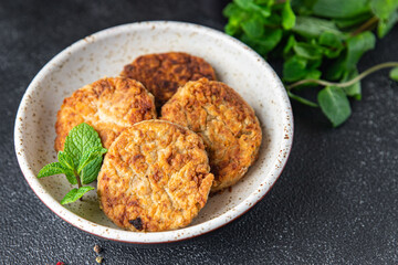 vegetable cutlets healthy meal diet snack on the table copy space food background rustic. top view keto or paleo diet