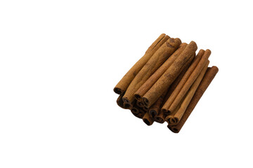 cinnamon sticks isolated on white background, healthy eating, copy space, horizontal