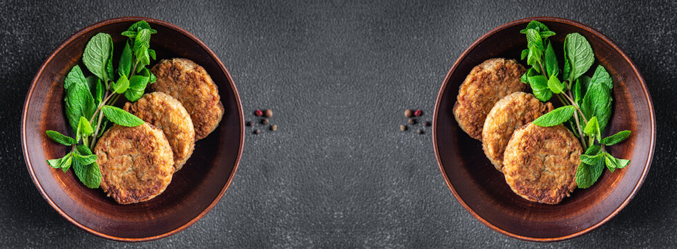 vegetable cutlets healthy meal diet snack on the table copy space food background rustic. top view keto or paleo diet