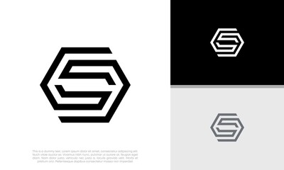 Innovative high tech logo template. Abstract artificial intelligence logo. Initial S logo design. Hexagon logo design.
