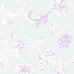 Fototapeta na wymiar Two-color vector floral pattern. Design for wallpaper, wrapping paper, background, fabric. Vector seamless pattern with decorative climbing flowers.