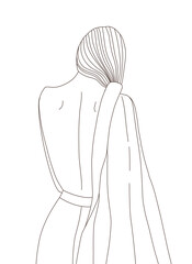 Beautiful fashion woman. Modern lineart illustration on white background - 474556668