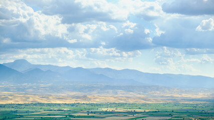Landscape of volley Mountains in Turkey. Cloudscape. Traveling concept background