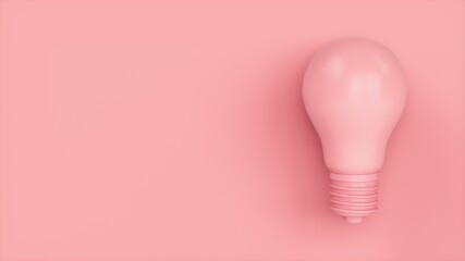 3D Rendering Pink Light Bulb isolated on pink background