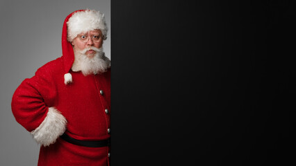 Santa Claus with black billboard