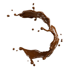 chocolate splashed on transparent background,clipping path