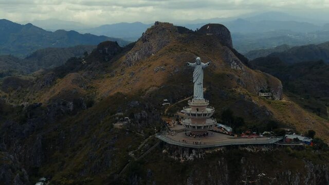 Statue of Jesus Tana Toraja Makale South Sulawesi Indonesia | Cinematic Moving Drone Aerial Footage