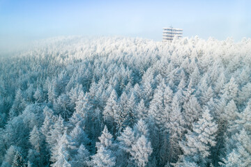 Lookout Tower at Slotwiny, Krynica, Poland in Winter Scenery