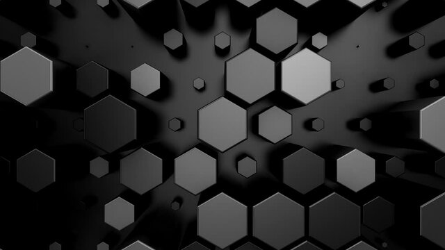 Background of Animated Hexagons. Abstract motion, loop, two color, 3d rendering, 4k resolution
