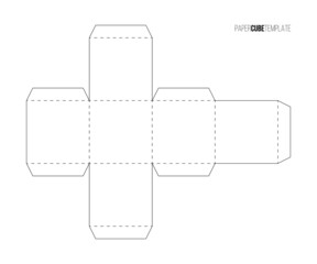 White paper cube template to make box or package, printable blueprint of scheme for board game