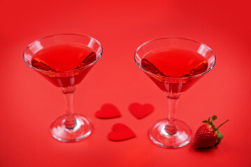 Strawberry cocktail for Valentine's day