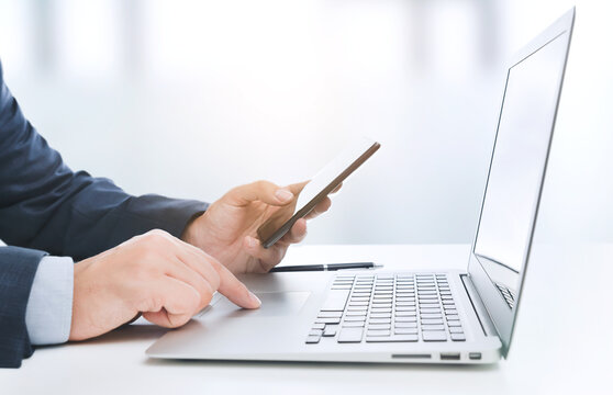 Businessman, analyst working in office