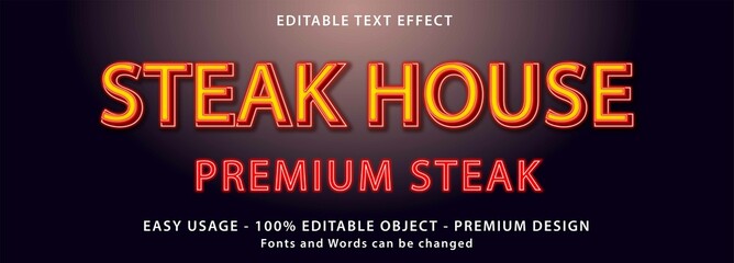 Editable text effect - Steak House neon alphabet style.
