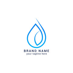 water drop logo design element vector illustration water drop r icon with leaves