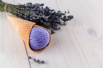ice cream with lavender flowers
