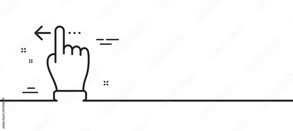 Poster touchscreen gesture line icon. slide left arrow sign. swipe action symbol. minimal line illustration