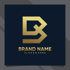 Creative monogram logo design initial letter b with modern concept and golden style color