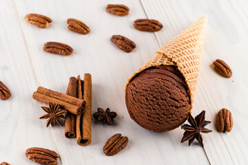 chocolate ice cream with pecans