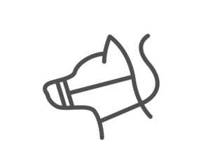 Fototapeta premium Dog on leash line icon. Pet in muzzle sign. Animal aggression control symbol. Quality design element. Linear style dog leash icon. Editable stroke. Vector