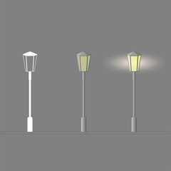 Street lamp, options for images. Electric street lighting. Vector illustration.